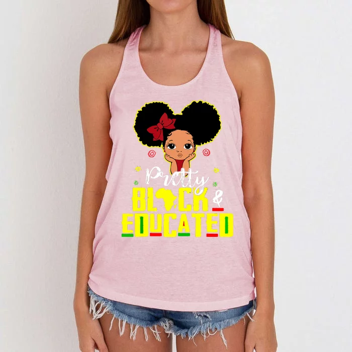 Pretty Black And Educated I Am The Strong African Queen Girl Women's Knotted Racerback Tank