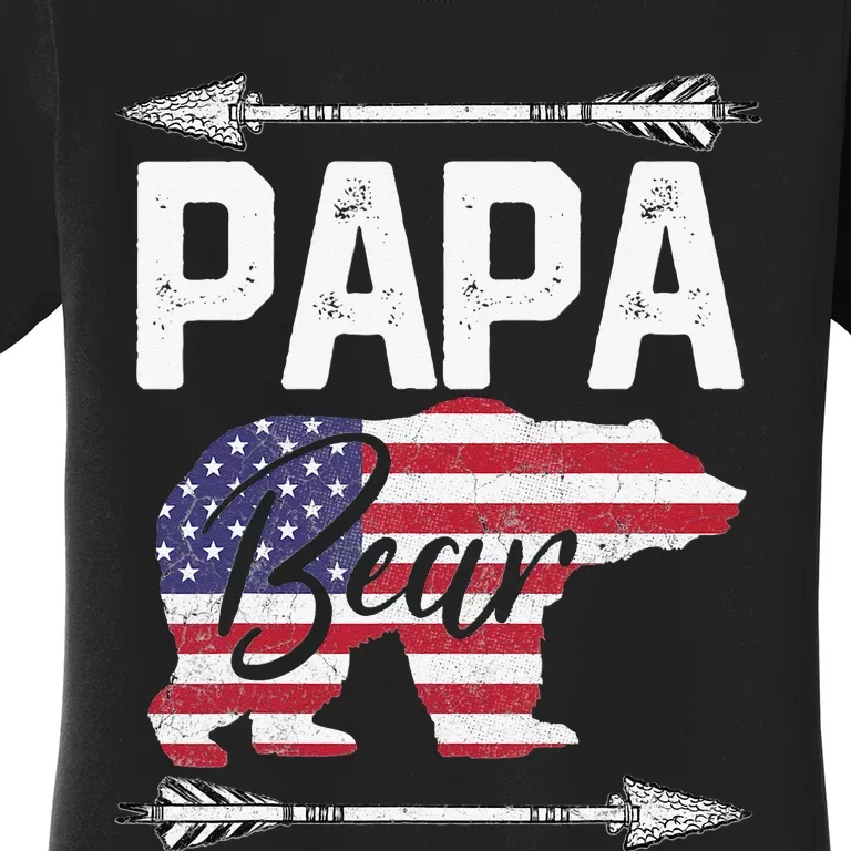 Papa Bear American Flag 4th of July Father's Day Gift Dad Women's T-Shirt