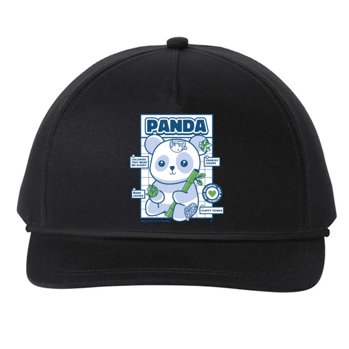 Panda Bear Animal Anatomy Snapback Five-Panel Rope Hat