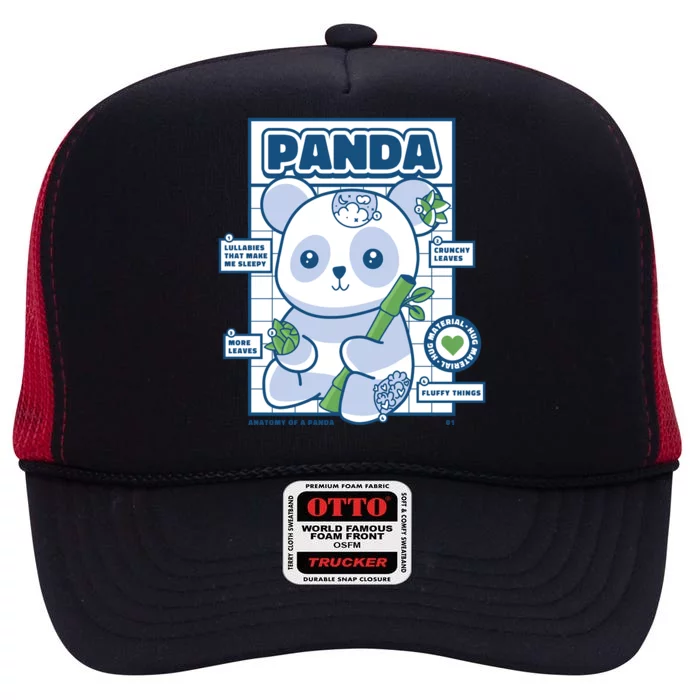 Panda Bear Animal Anatomy High Crown Mesh Trucker Hat