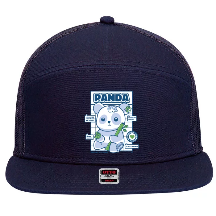 Panda Bear Animal Anatomy 7 Panel Mesh Trucker Snapback Hat