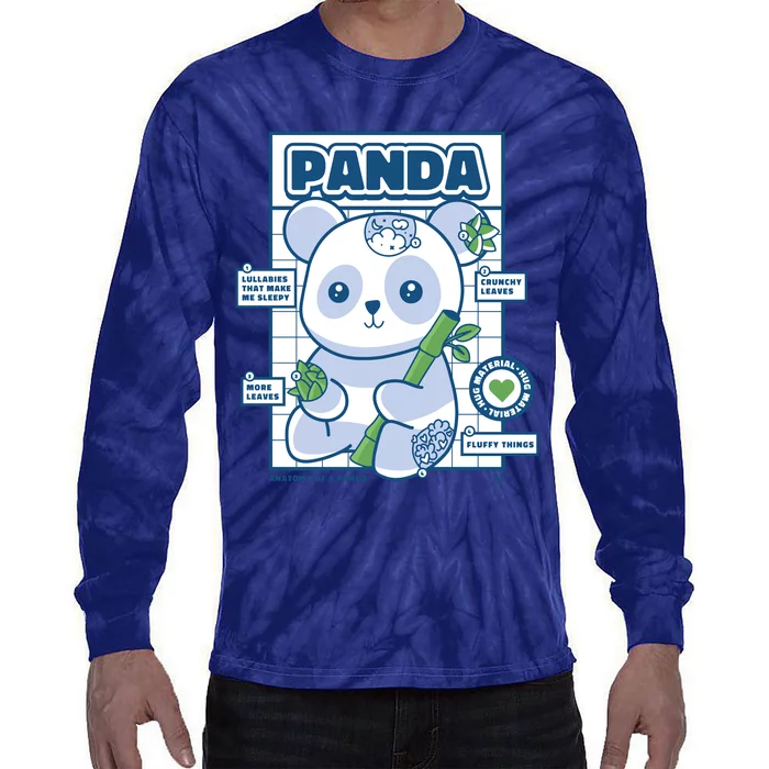 Panda Bear Animal Anatomy Tie-Dye Long Sleeve Shirt