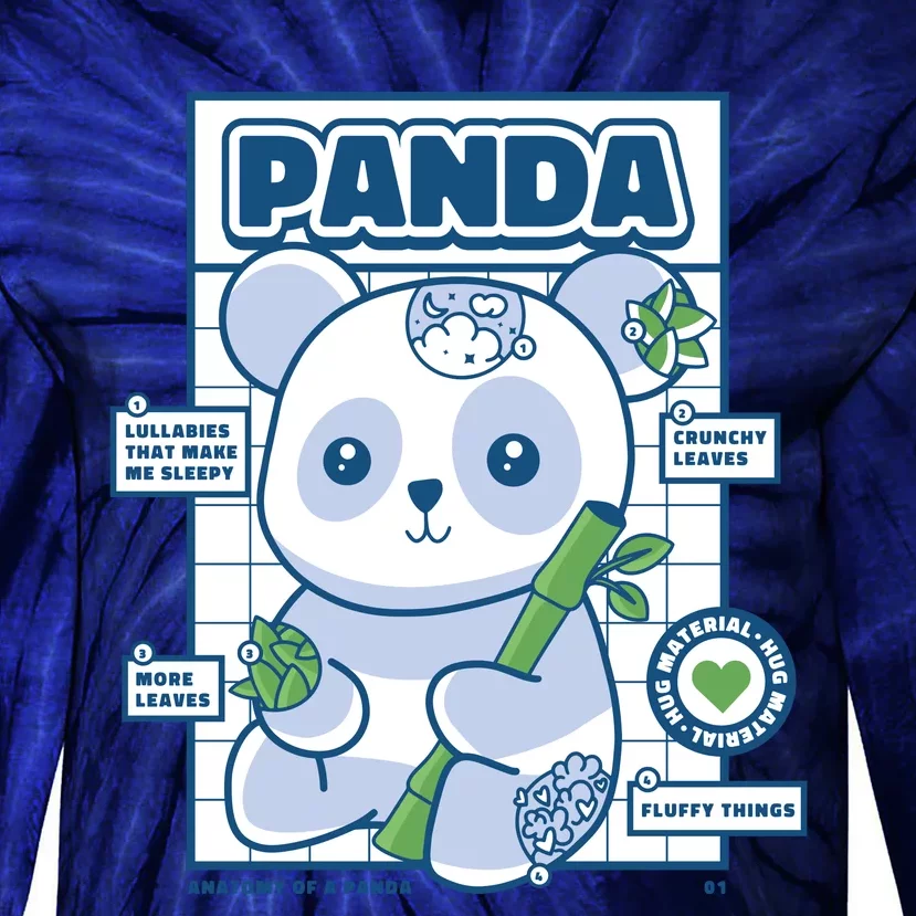 Panda Bear Animal Anatomy Tie-Dye Long Sleeve Shirt