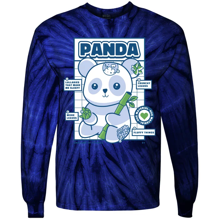 Panda Bear Animal Anatomy Tie-Dye Long Sleeve Shirt