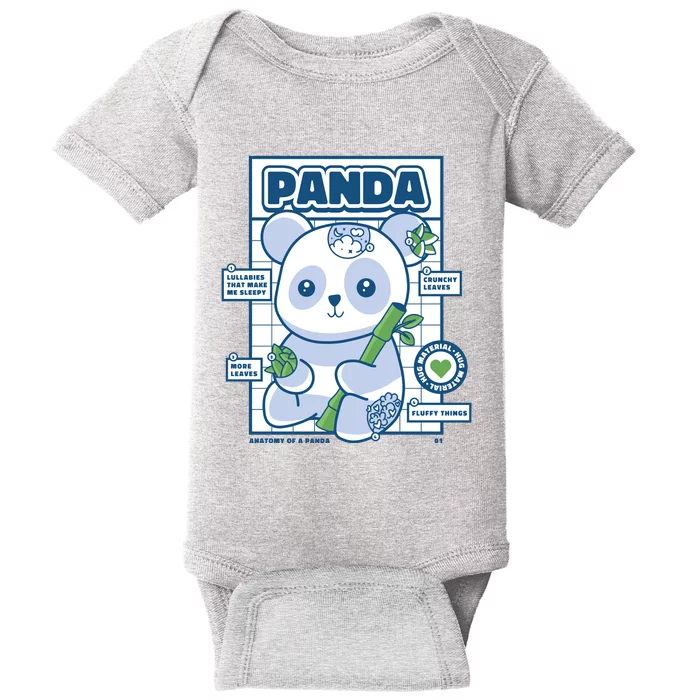 Panda Bear Animal Anatomy Baby Bodysuit