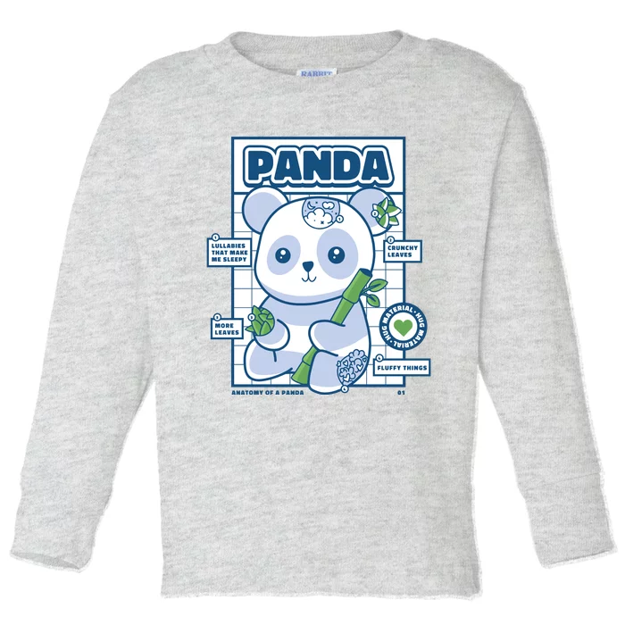 Panda Bear Animal Anatomy Toddler Long Sleeve Shirt