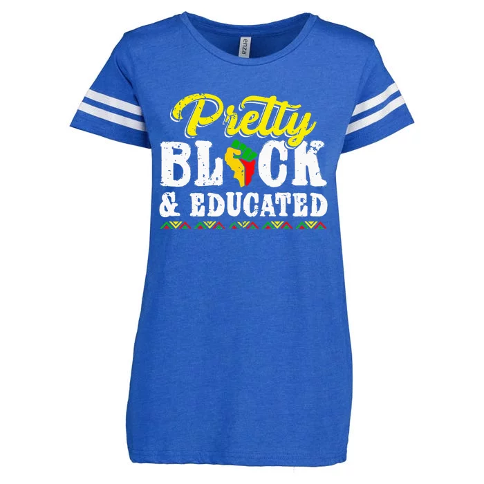 Pretty Black And Educated Black African American Juneteenth Enza Ladies Jersey Football T-Shirt