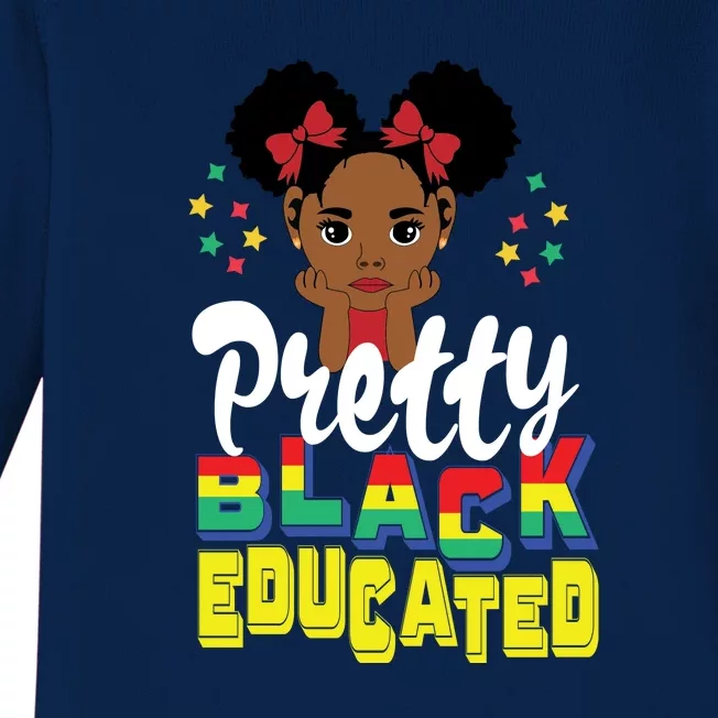 Pretty Black And Educated For Girl Black History Month Baby Long Sleeve Bodysuit