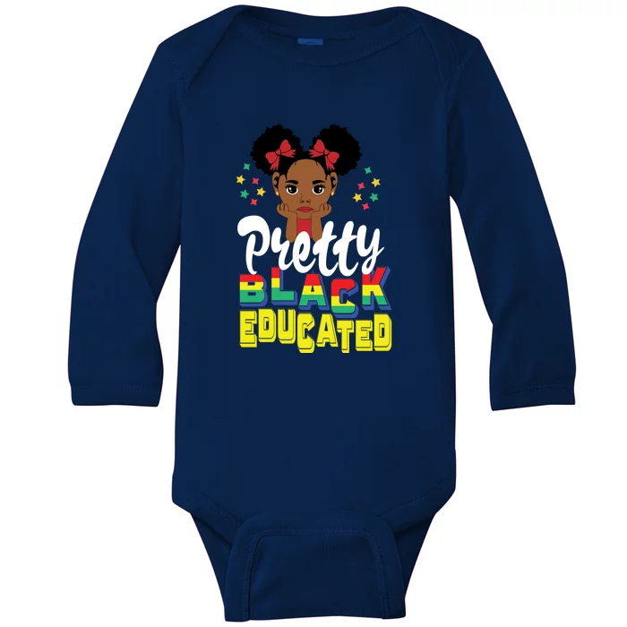 Pretty Black And Educated For Girl Black History Month Baby Long Sleeve Bodysuit