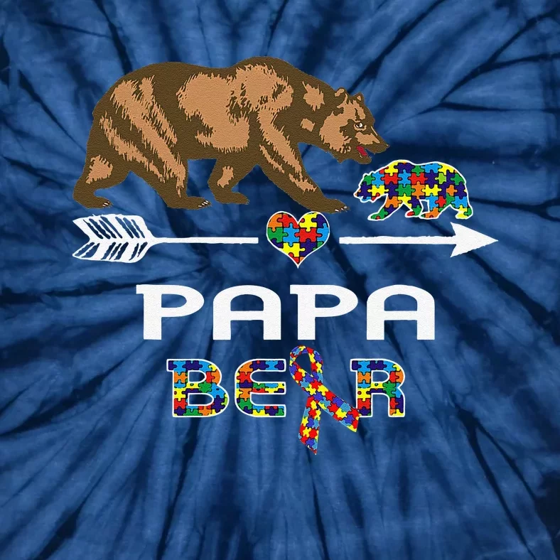 Papa Bear Autism Awareness Autism Papa Tee Tie-Dye T-Shirt