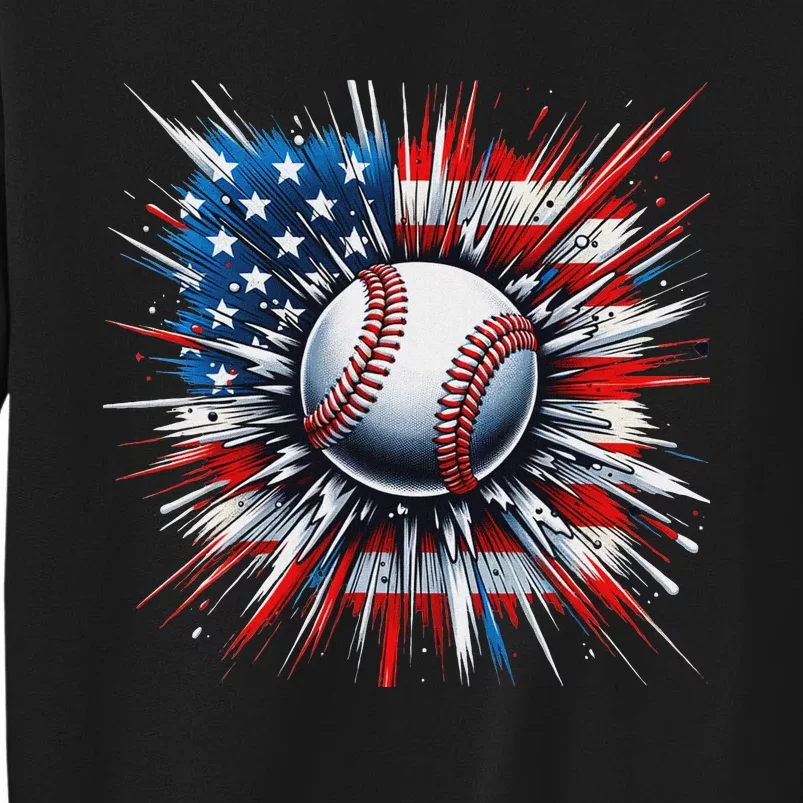 Patriotic Baseball American Flag 4th Of July Sweatshirt