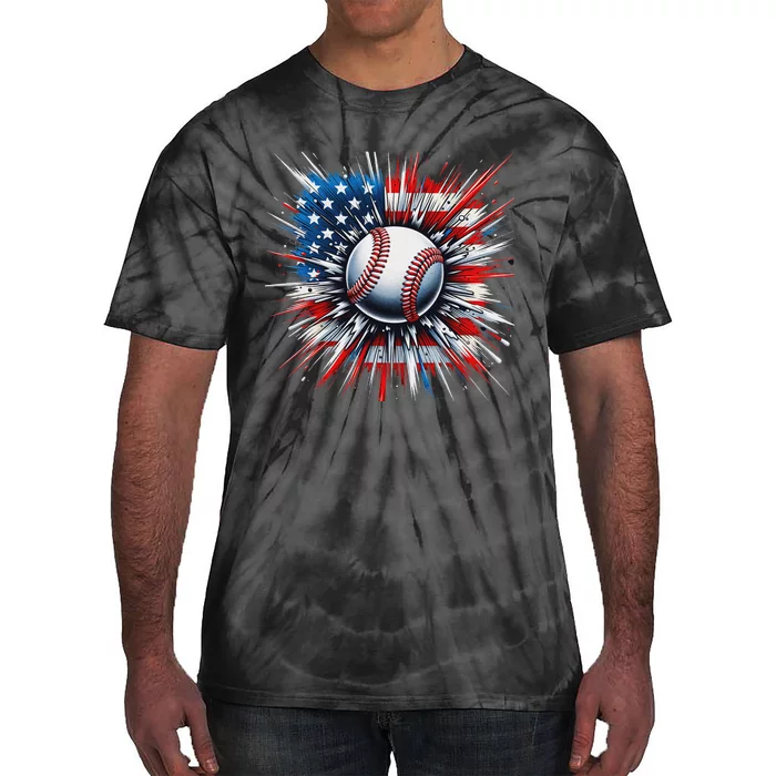 Patriotic Baseball American Flag 4th Of July Tie-Dye T-Shirt