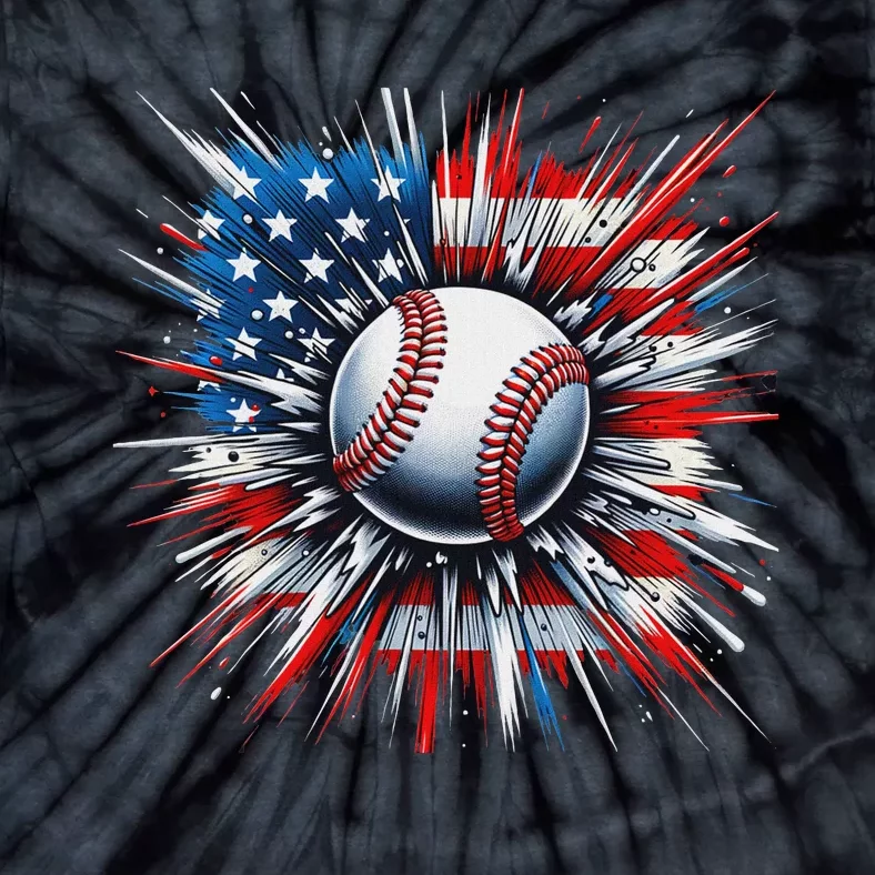 Patriotic Baseball American Flag 4th Of July Tie-Dye T-Shirt