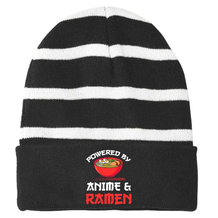 Powered By Anime & Ramen Merchandise Striped Beanie with Solid Band