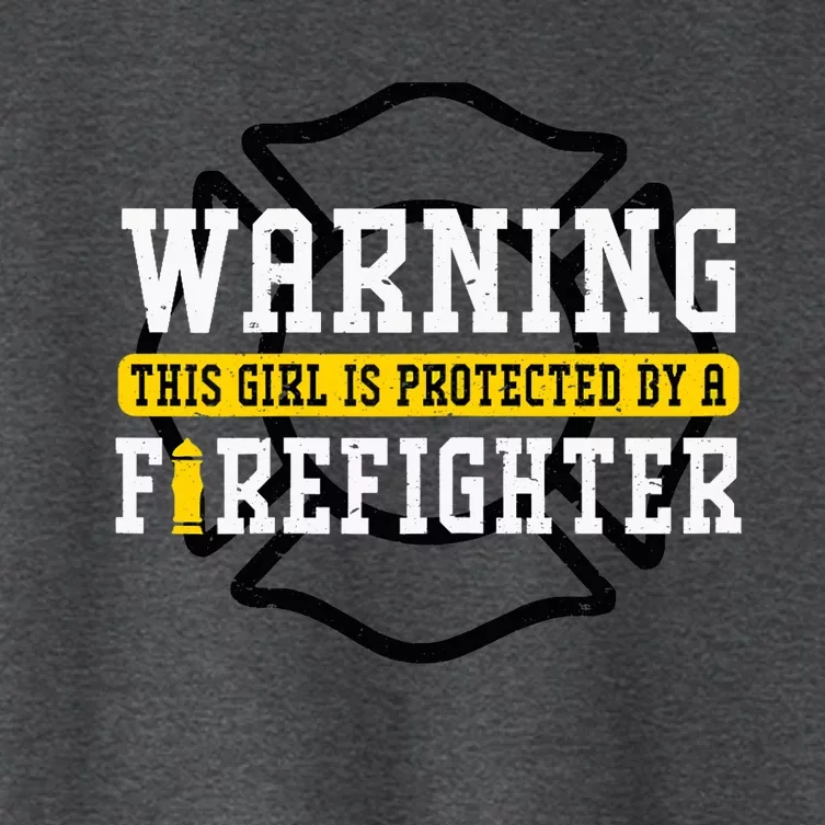 Protected by a Firefighter Girlfriend Wife Women's Crop Top Tee