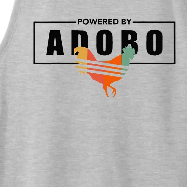 Powered By Adobo Chicken Retro Rooster Filipino Popular Food Ladies Tri-Blend Wicking Tank