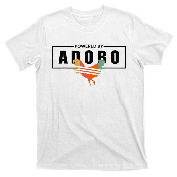 Powered By Adobo Chicken Retro Rooster Filipino Popular Food T-Shirt