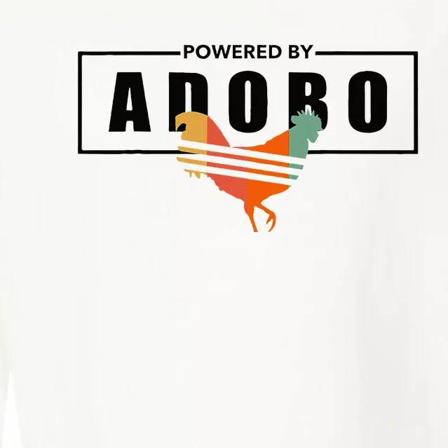 Powered By Adobo Chicken Retro Rooster Filipino Popular Food Cropped Pullover Crew