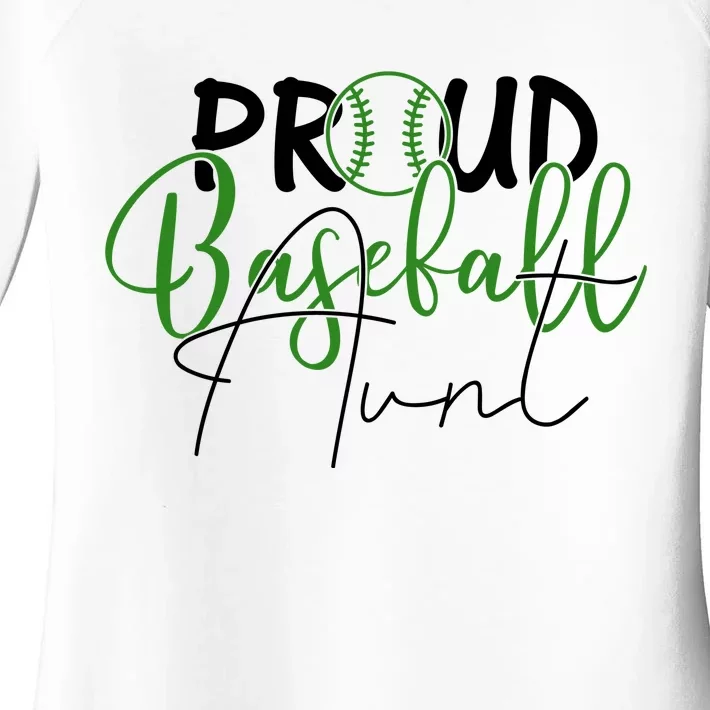 Proud Baseball Aunt For Family Matching Sport Team Women's Perfect Tri Tunic Long Sleeve Shirt