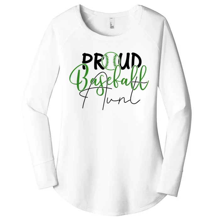 Proud Baseball Aunt For Family Matching Sport Team Women's Perfect Tri Tunic Long Sleeve Shirt