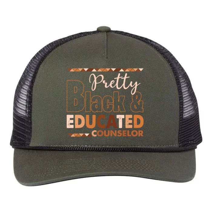 Pretty Black And Educated Counselor Black History Month Retro Rope Trucker Hat Cap