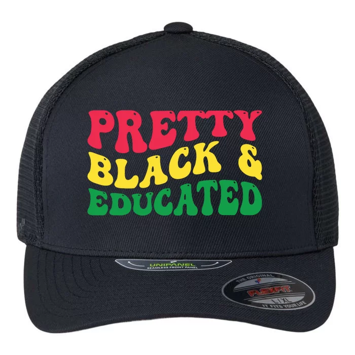 Pretty Black And Educated I Am The Strong African Queen Girl Flexfit Unipanel Trucker Cap