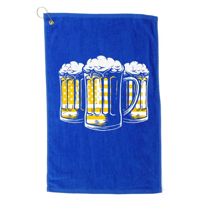 Patriotic Beer American Flag 4th Of July Merica Us Gift Platinum Collection Golf Towel