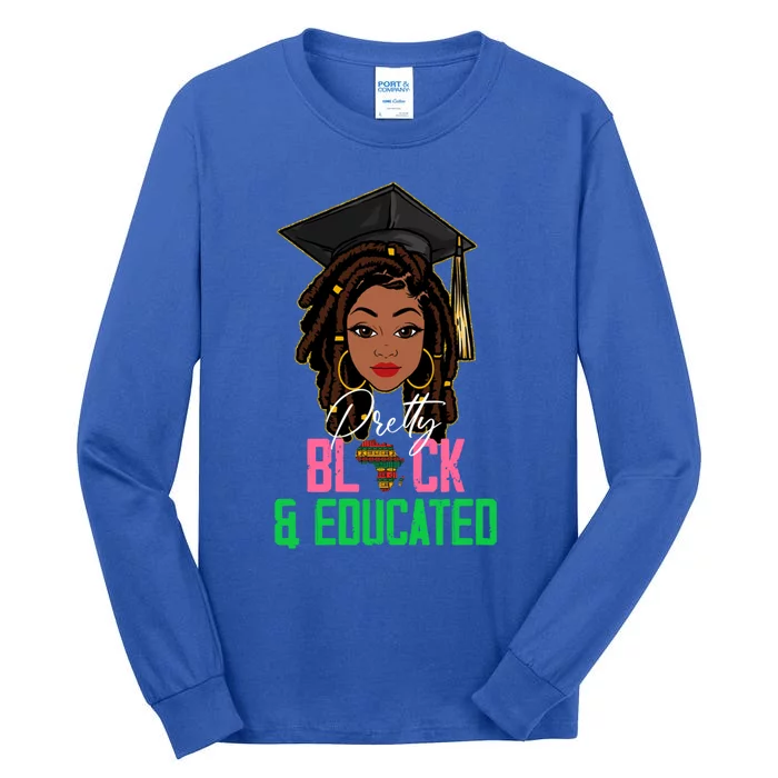 Pretty Black And Educated Pink And Green Black History Month Gift Tall Long Sleeve T-Shirt