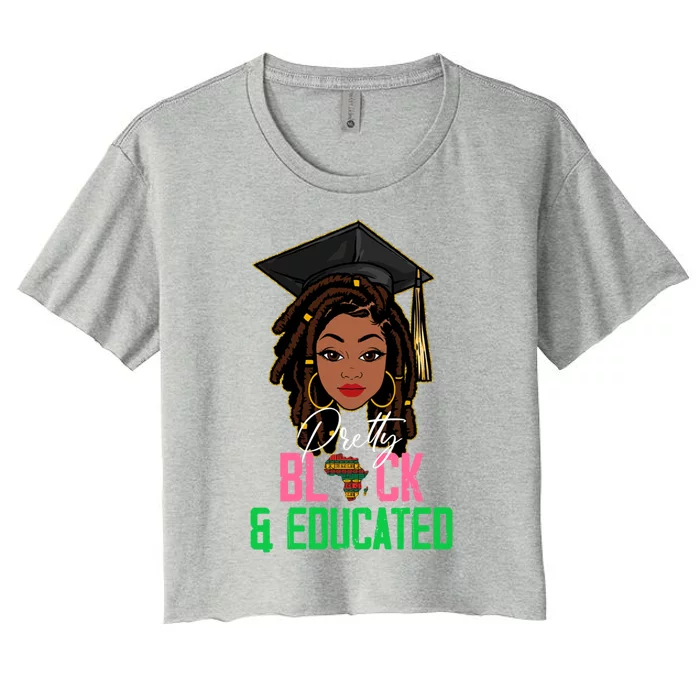 Pretty Black And Educated Pink And Green Black History Month Gift Women's Crop Top Tee