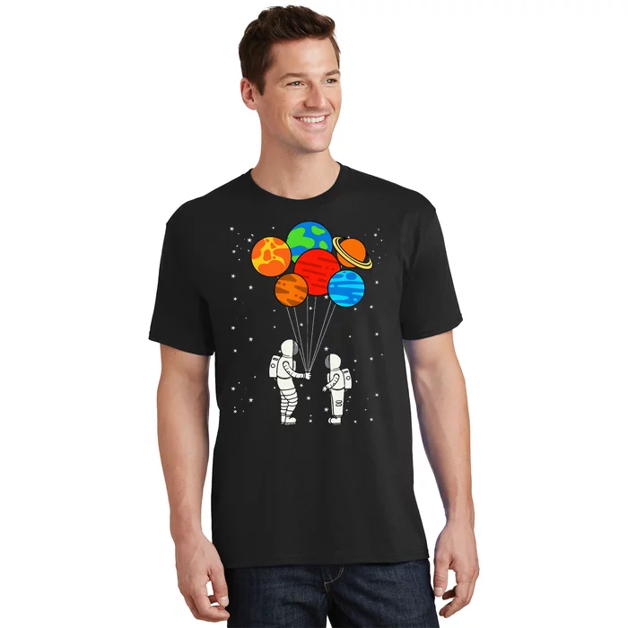 Planet Balloons Astronaut Planets Galaxy Space Outer T-Shirt