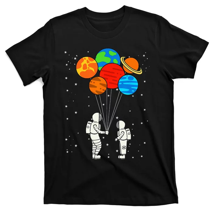 Planet Balloons Astronaut Planets Galaxy Space Outer T-Shirt