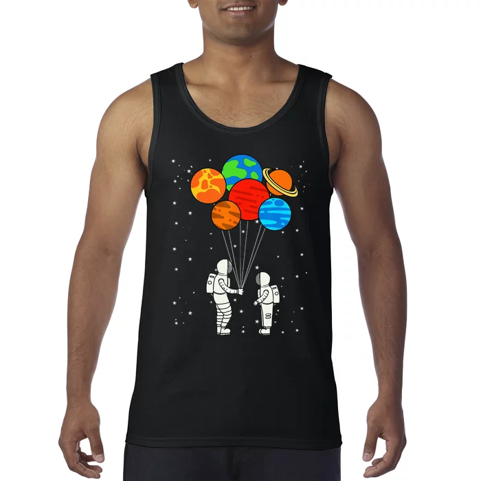 Planet Balloons Astronaut Planets Galaxy Space Outer Tank Top