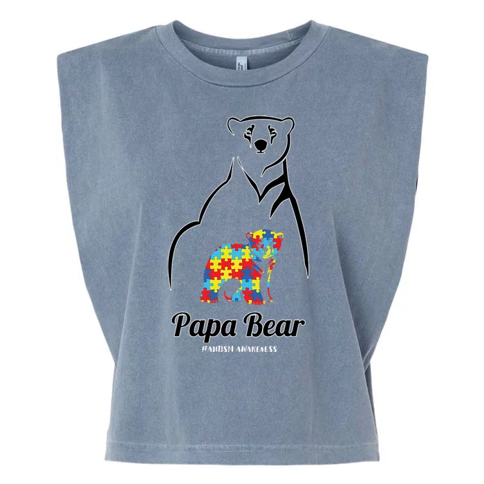 Papa Bear Autism Awareness Gift Garment-Dyed Women's Muscle Tee