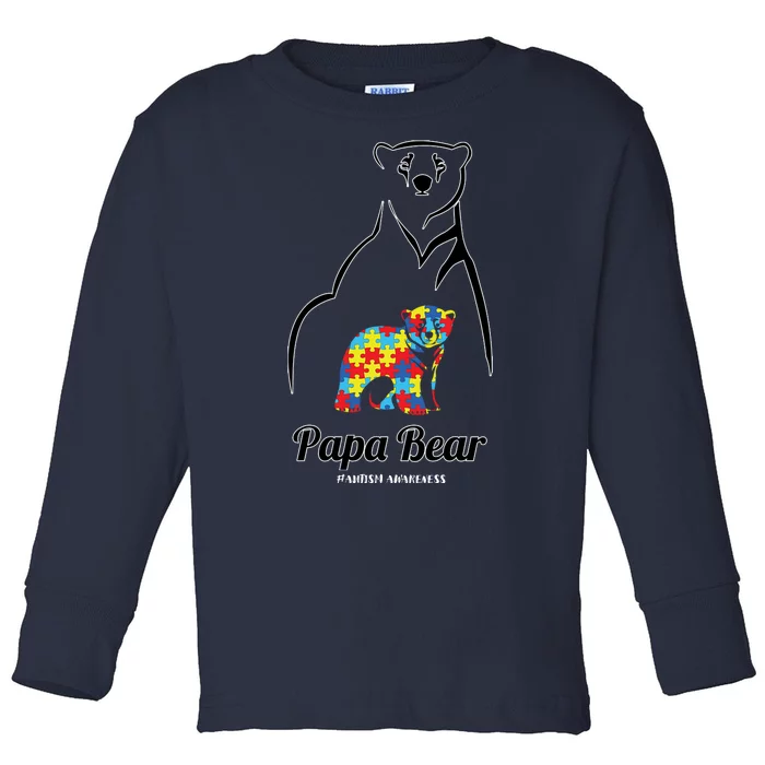 Papa Bear Autism Awareness Gift Toddler Long Sleeve Shirt