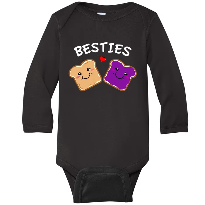 Peanut Butter And Jelly Best Friends Cartoon Food Baby Long Sleeve Bodysuit