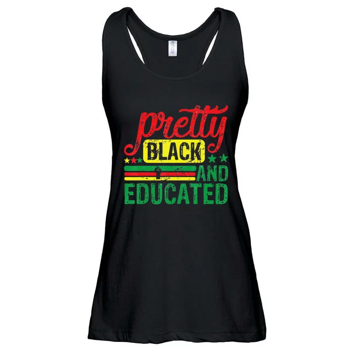 Pretty Black And Educated Black History Month BLM Melanin Ladies Essential Flowy Tank