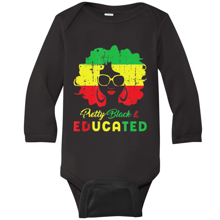 Pretty Black and educated black history month Baby Long Sleeve Bodysuit