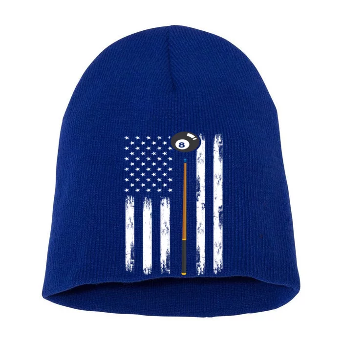 Patriotic Billiards American Flag Billiard Pool Player Gift Short Acrylic Beanie