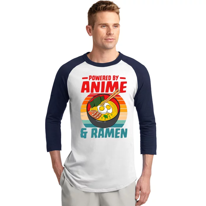 Powered By Anime & Ra Love Noodles Baseball Sleeve Shirt