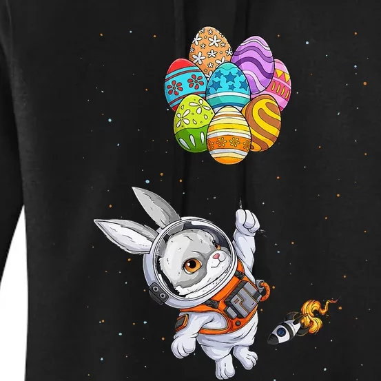 Papillon Bunny Astronaut In Space Planets Easter Eggs Women's Pullover Hoodie