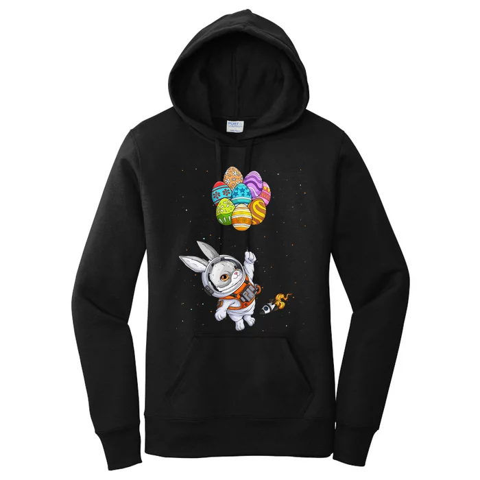 Papillon Bunny Astronaut In Space Planets Easter Eggs Women's Pullover Hoodie