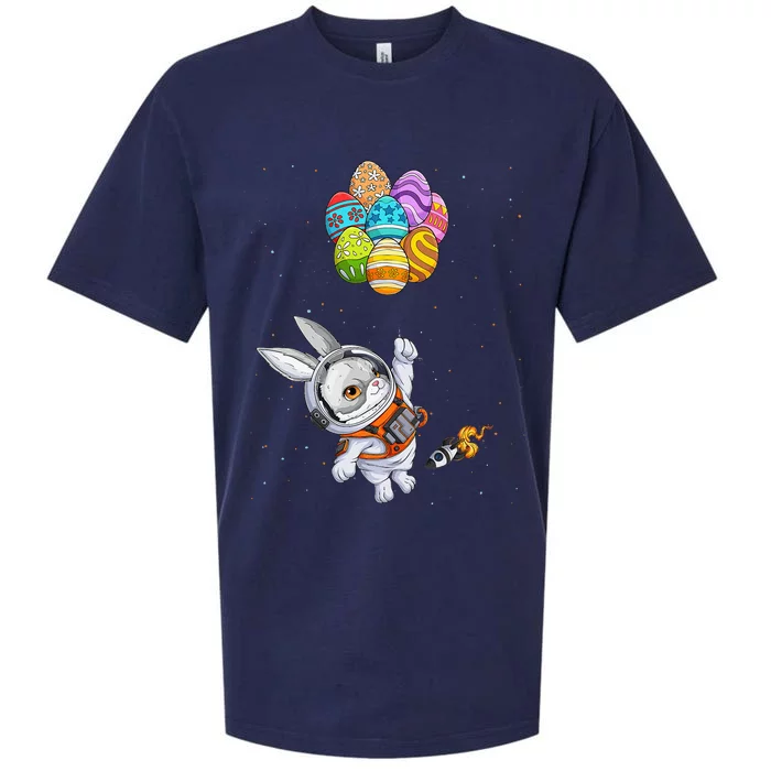 Papillon Bunny Astronaut In Space Planets Easter Eggs Sueded Cloud Jersey T-Shirt