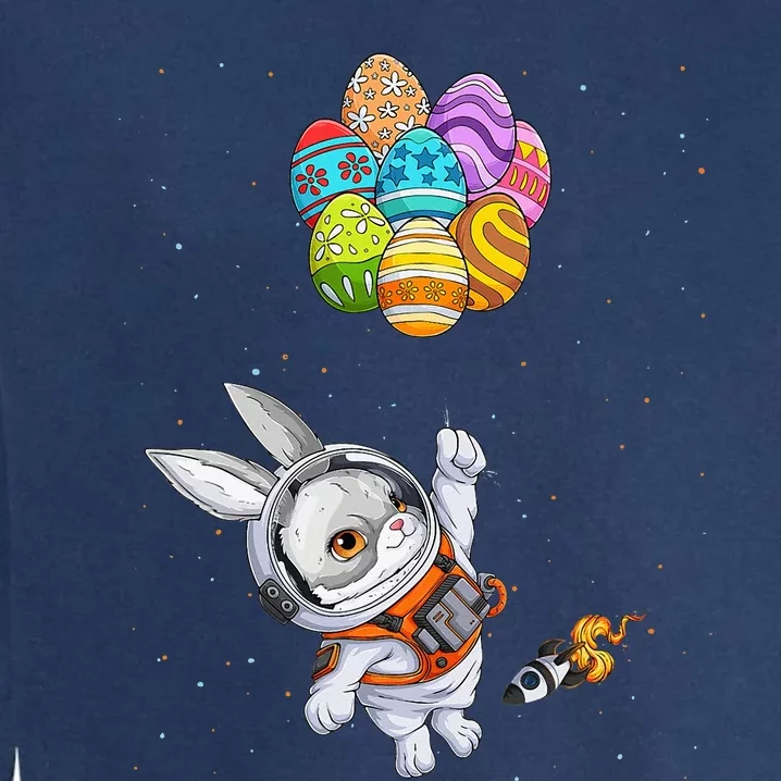 Papillon Bunny Astronaut In Space Planets Easter Eggs Garment-Dyed Sweatshirt