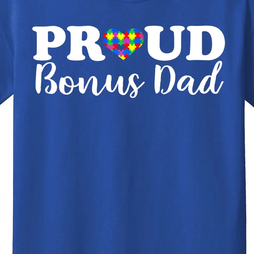 Proud Bonusdad Autism Awareness Puzzle Autistic Support Gift Kids T-Shirt