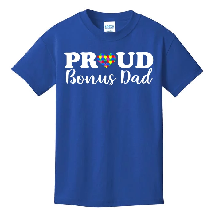 Proud Bonusdad Autism Awareness Puzzle Autistic Support Gift Kids T-Shirt