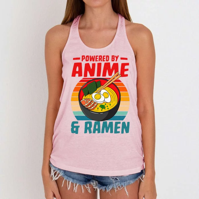 Powered By Anime & Ra Love Noodles Women's Knotted Racerback Tank