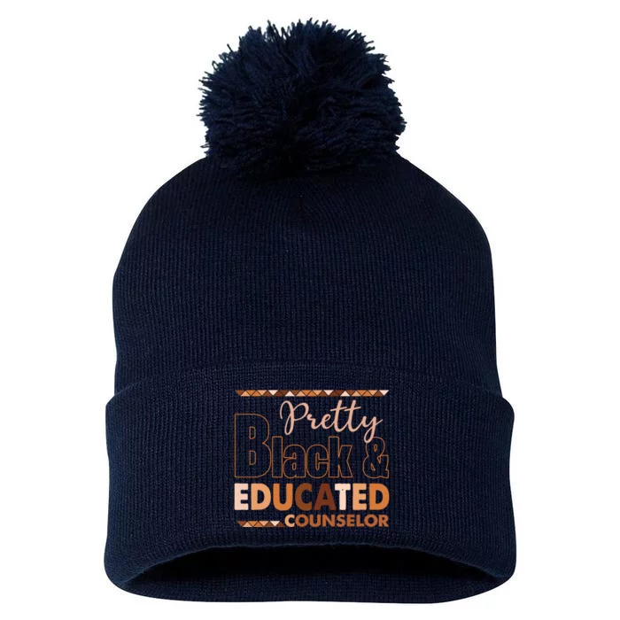 Pretty Black And Educated Counselor Black History Month Pom Pom 12in Knit Beanie