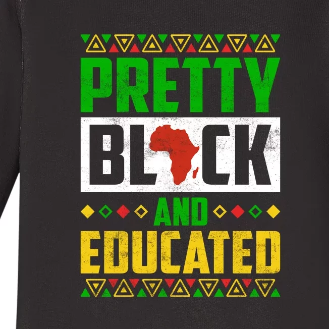 Pretty Black And Educated For Black History Month Gift Baby Long Sleeve Bodysuit