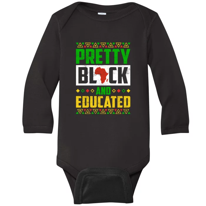 Pretty Black And Educated For Black History Month Gift Baby Long Sleeve Bodysuit