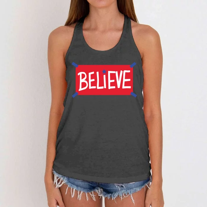 Philadelphia Baseball Believe Women's Knotted Racerback Tank